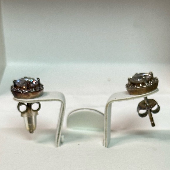 Cubic Zirconia Sterling Silver Stud Earrings - Picture 4 of 4